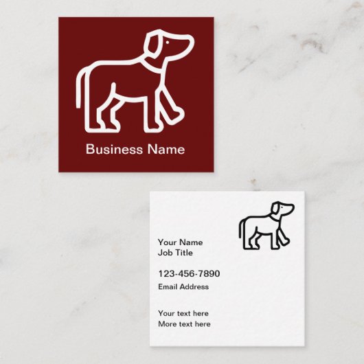 ドッグペットケアテーマ編集可能 スクエア名刺 (正面/裏面)