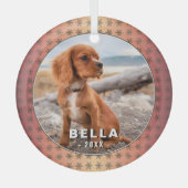 ドッグペットフォッエレガントトゴールデン雪片クリスマス ガラスオーナメント (正面)