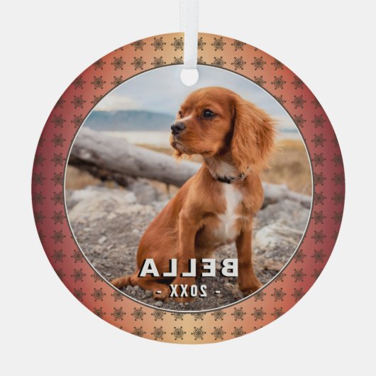 ドッグペットフォッエレガントトゴールデン雪片クリスマス ガラスオーナメント (裏面)