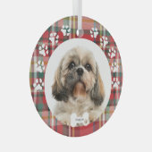 ドッグペットフォトクリスマスホリデーシーズー(犬)ツカスタムー ガラスオーナメント (正面右)