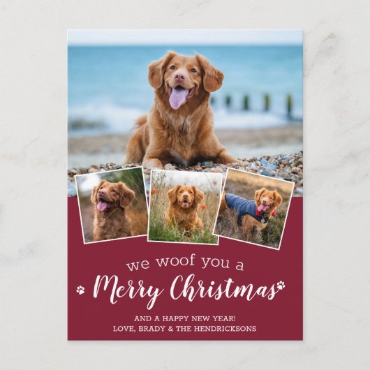 ドッグペットフォトコラージュ我々は陽気なクリスマス シーズンポストカード (正面)