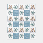 ドッグペットフォトタイポグラフィスノーフレーククリスマス フリースブランケット (正面)