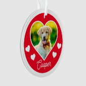 ドッグペットフォトハートパーソナライズされたクリスマス オーナメント (正面)