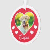 ドッグペットフォトハートパーソナライズされたクリスマス オーナメント (正面)