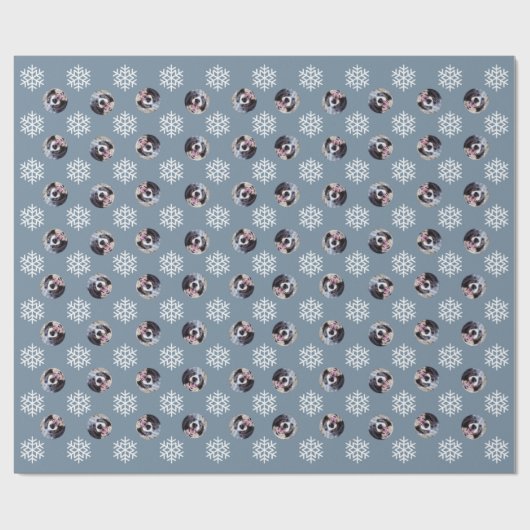 ドッグペットフォパーソナライズされたトスノーフレークホリデー ラッピングペーパー (フラット)