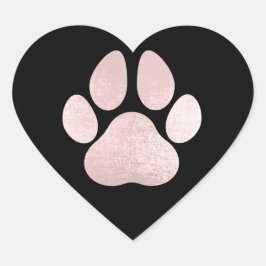 ドッグペットポーバラブラックグリッターハートスパーク ハートシール