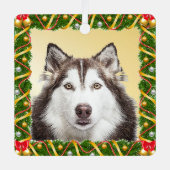 ドッグペット写真テンプレートクリスマスツリー軽量 メタルオーナメント (正面)