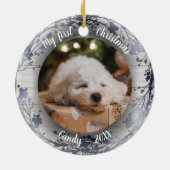 ドッグペット初めてのクリスマスフォトリースシルバーフォイル セラミックオーナメント (裏面)