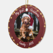 ドッグペット初めてのクリスマスフォト素朴ライトリース セラミックオーナメント (左)
