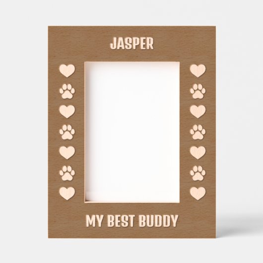 ドッグペット名前をカスタムするポープリントハート レーザー彫刻フレーム (正面)