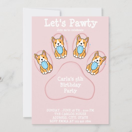 ドッグペット招待状誕生日カード 招待状 (正面)