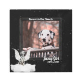 ドッグペット記念ペットの写真名と日付12x12 メタルプリント (正面)