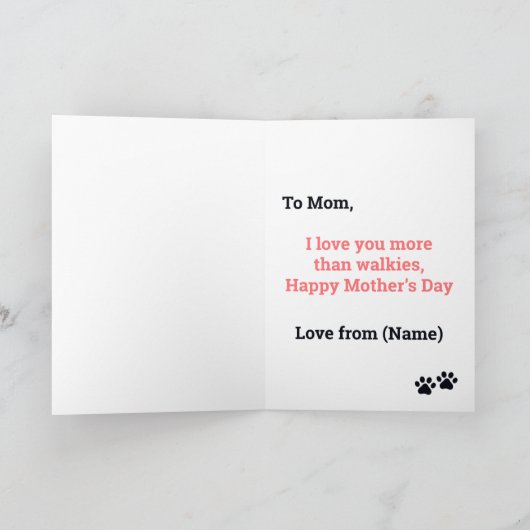 ドッグホワイトフレンチィーから母の日おめでとう カード (内部)