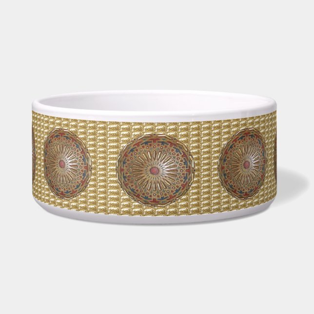 ドッグボウルモロッコン美しいオン金ゴールド ボウル (正面)