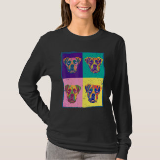 ドッグボクサーペットアニマルペインティンググラフィック Tシャツ
