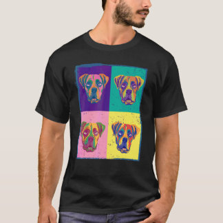 ドッグボクサーペットアニマルペインティンググラフィック Tシャツ