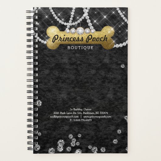 ドッグボーンベットトリマークラッシュベルベット金ゴールドアポイントメント プランナー手帳 (正面)