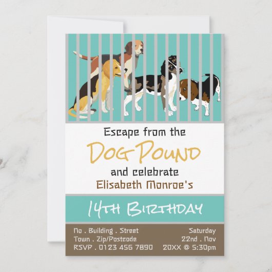ドッグポンドテーマエスケープルームバースデーパーティー 招待状 (正面)
