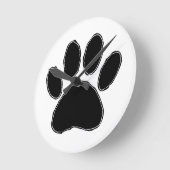 ドッグポースケッチインブラック ラウンド壁時計 (傾斜)