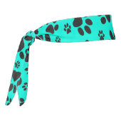 ドッグポーズブラックとホワイト水玉模様で鮮やかなシアン タイヘッドバンド (回転270)