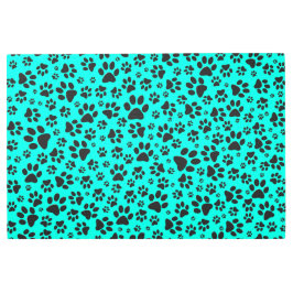 ドッグポーズブラックとホワイト水玉模様で鮮やかなシアン メタルプリント