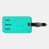 ドッグポーズブラックとホワイト水玉模様で鮮やかなシアン ラゲッジタグ (裏面横)