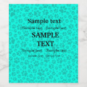 ドッグポーズブラックとホワイト水玉模様で鮮やかなシアン ワインラベル (シングルラベル)