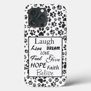 ドッグポーズブラックアンドホワイト水玉模様ケースメイトiPho iPhone 13 Proケース