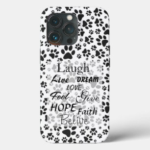 ドッグポーズブラックアンドホワイト水玉模様ケースメイトiPho iPhone 13 Proケース