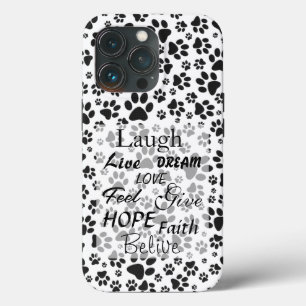 ドッグポーズブラックアンドホワイト水玉模様ケースメイトiPho iPhone 13 Proケース