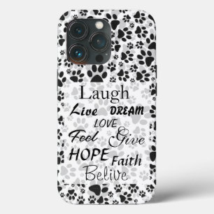 ドッグポーズブラックアンドホワイト水玉模様ケースメイトiPho iPhone 13 Proケース