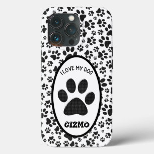 ドッグポーズブラックアンドホワイト水玉模様ケースメイトiPho iPhone 13 Proケース