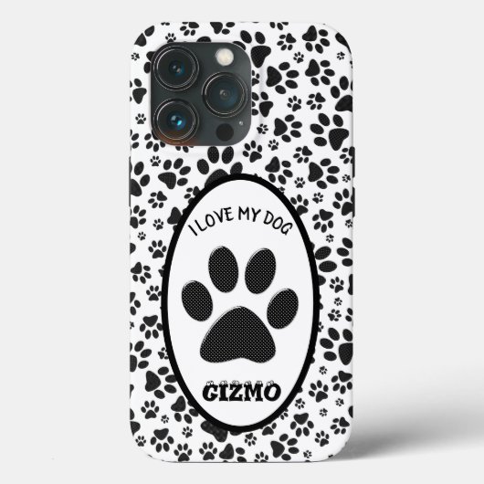 ドッグポーズブラックアンドホワイト水玉模様ケースメイトiPho Case-Mate iPhoneケース (裏面)