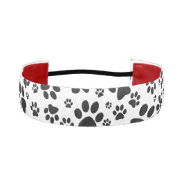 ドッグポーズブラックアンドホワイト水玉模様 アスレチックヘッドバンド