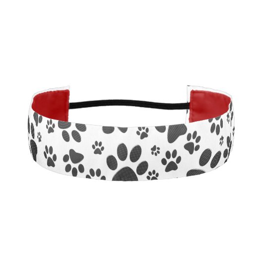 ドッグポーズブラックアンドホワイト水玉模様 アスレチックヘッドバンド (正面)