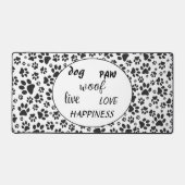 ドッグポーズブラックアンドホワイト水玉模様 デスクマット (正面)