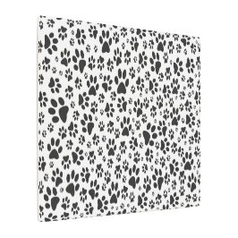 ドッグポーズブラックアンドホワイト水玉模様 メタルプリント