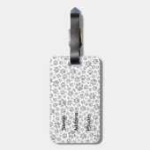 ドッグポーズブラックアンドホワイト水玉模様 ラゲッジタグ (裏面縦)