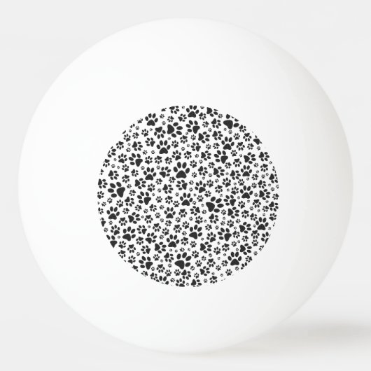 ドッグポーズブラックアンドホワイト水玉模様 卓球ボール (正面)