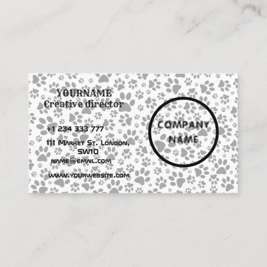 ドッグポーズブラックアンドホワイト水玉模様 名刺 (裏面)