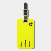 ドッグポーズブラック&ホワイト水玉模様オンイエロー ラゲッジタグ (正面縦)