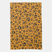 ドッグポーズブラック&ホワイト水玉模様オンダリアオレンジ キッチンタオル (縦)