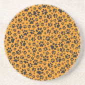 ドッグポーズブラック&ホワイト水玉模様オンダリアオレンジ コースター (正面)