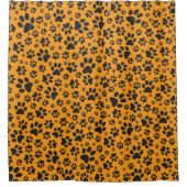 ドッグポーズブラック&ホワイト水玉模様オンダリアオレンジ シャワーカーテン (正面)