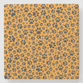 ドッグポーズブラック&ホワイト水玉模様オンダリアオレンジ ストーンコースター (正面)