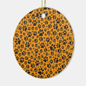 ドッグポーズブラック&ホワイト水玉模様オンダリアオレンジ セラミックオーナメント (左)