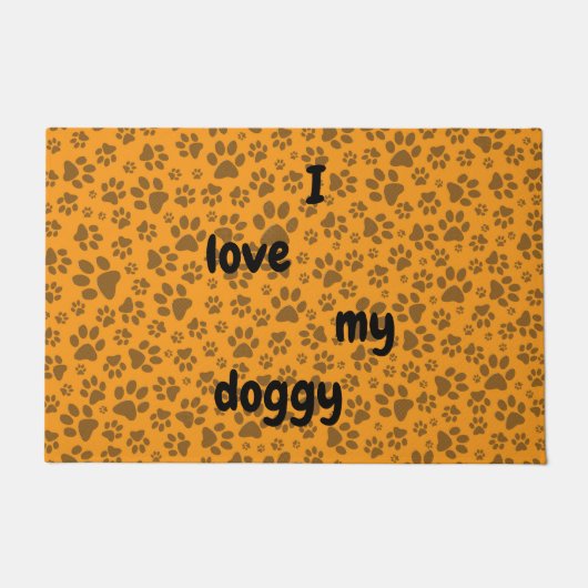 ドッグポーズブラック&ホワイト水玉模様オンダリアオレンジ ドアマット (正面)