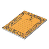 ドッグポーズブラック&ホワイト水玉模様オンダリアオレンジ ノートパッド (回転)