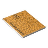 ドッグポーズブラック&ホワイト水玉模様オンダリアオレンジ ノートパッド (アングル)