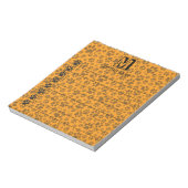 ドッグポーズブラック&ホワイト水玉模様オンダリアオレンジ ノートパッド (回転)